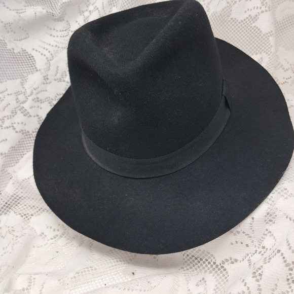 Biltmore for Madewell Black Wool Fedora Hat Wide Brim Small/Medium Stylish - Picture 1 of 6